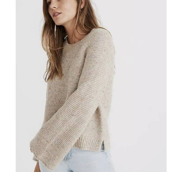 Madewell Flecked Wide Sleeve Pull Over Sweater Women's XS Wool Alpaca Silk Blend - Picture 1 of 11